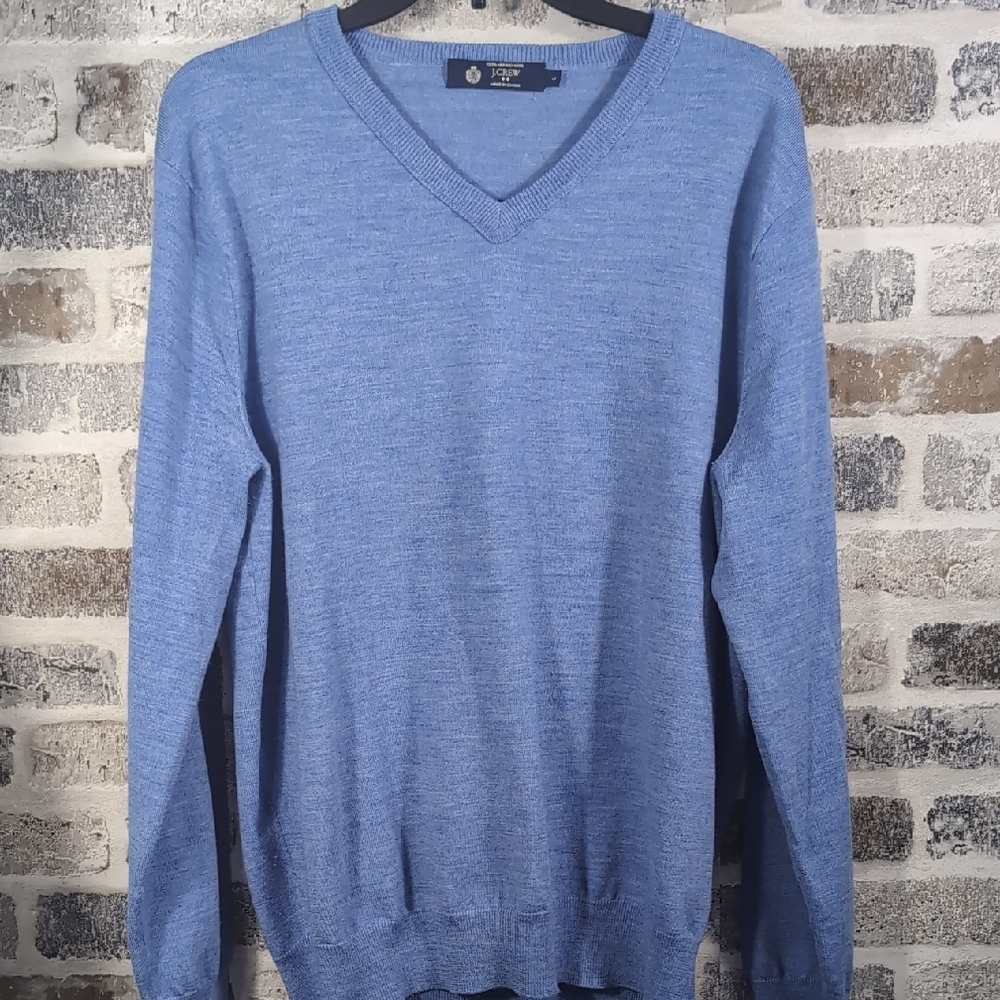 J. Crew 100% Merino Wool Vneck Long Sleeve Sweater, L.